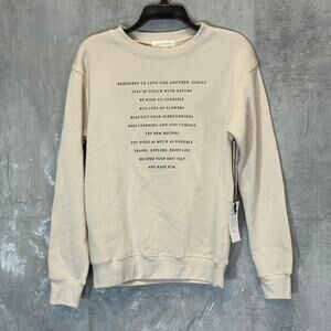 TREASURE & BOND Women's Ivory Fog Love One Another Pullover Crewneck Sweatshirt